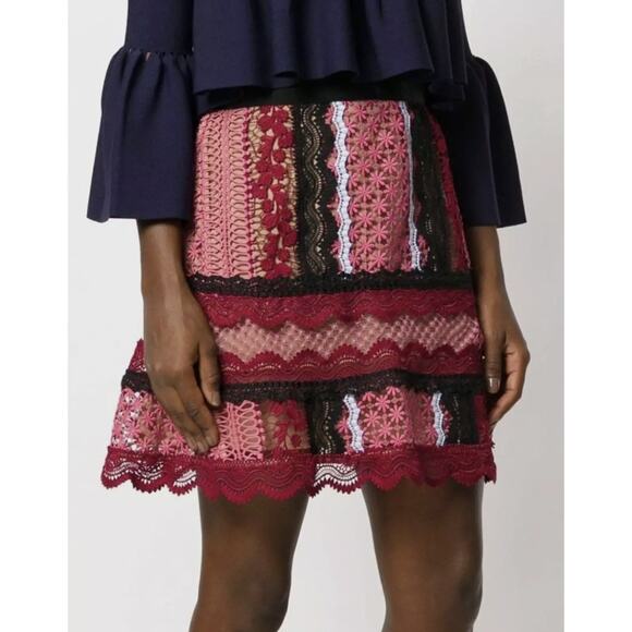 Self-Portrait A-Line Lace Mini Skirt - Picture 1 of 8